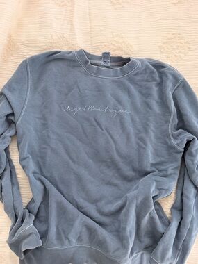 Hazel Boutique Light Blue Script Logo Crewneck Sweatshirt